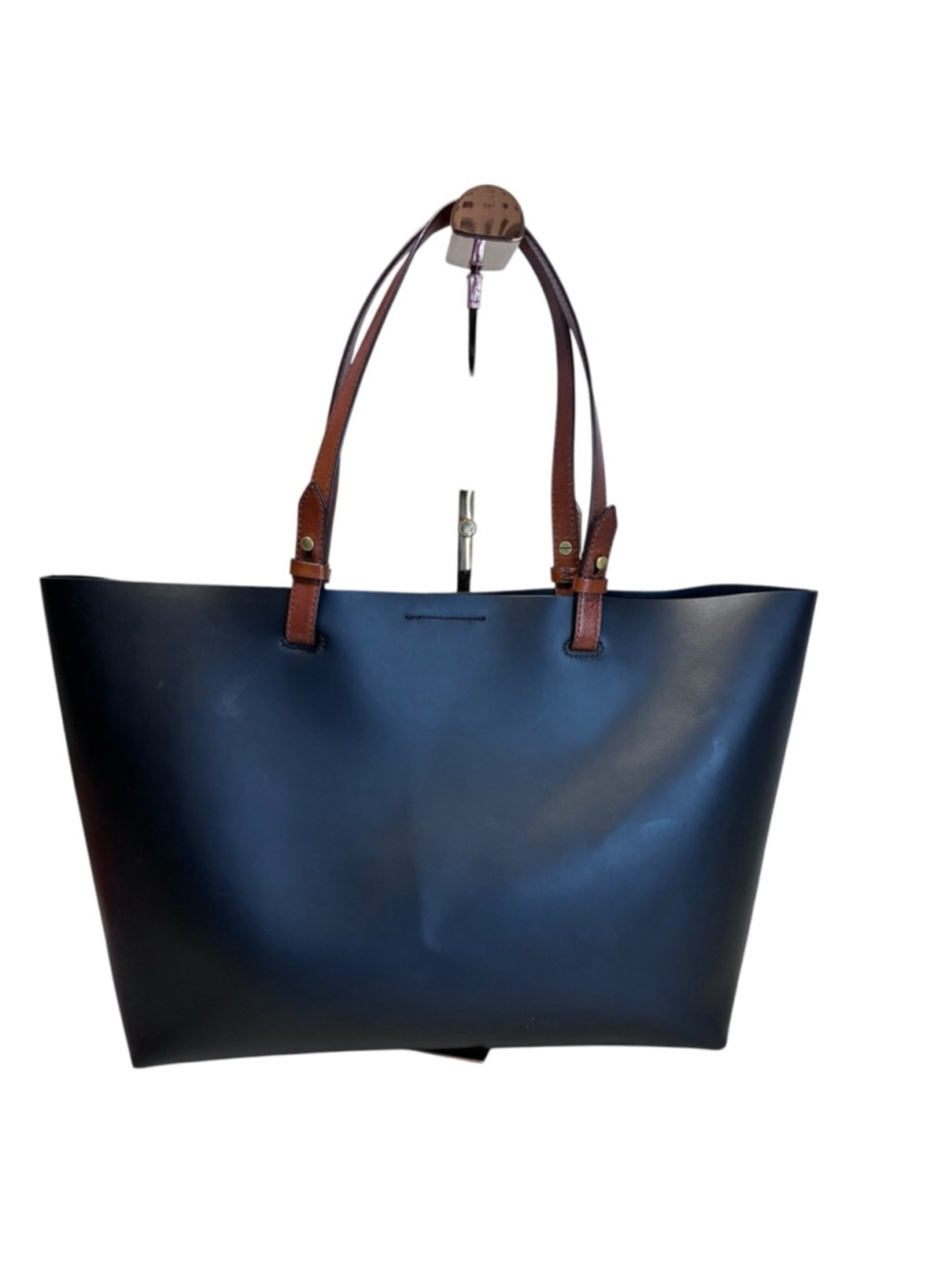 Fossil - Rachel Tote in Black Leather w Brown Handles - Picture 7 of 13